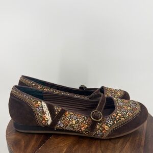Mudd Brown Floral Mary Jane Flats Size 7.5 Boho Cottagecore